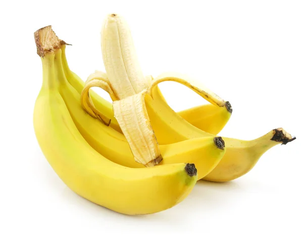 Bunch of Ripe Peeled Banana Isolated on — Stock Photo, Image