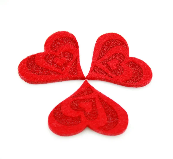 Three hearts made of cloth — Stock Photo, Image