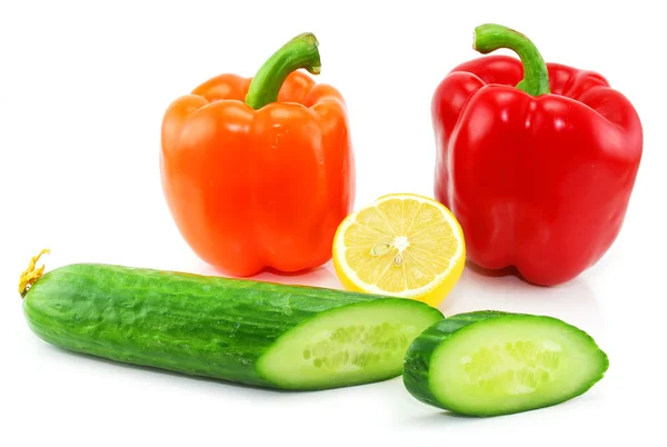 Frisches Gemüse Früchte (Paprika, Gurken — Stockfoto