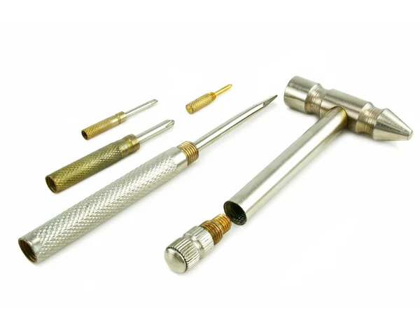 Metallic demountable hammer and screwdri — Stock Photo, Image