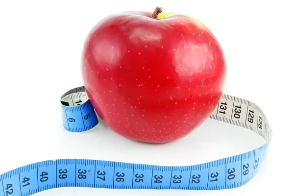 Jasně červené jablko a měřicí pásky — Stock fotografie