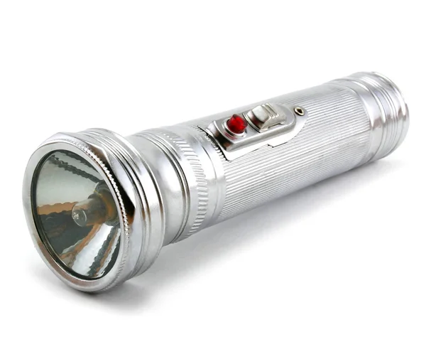 Electric pocket flashlight isolated — Stock Photo, Image