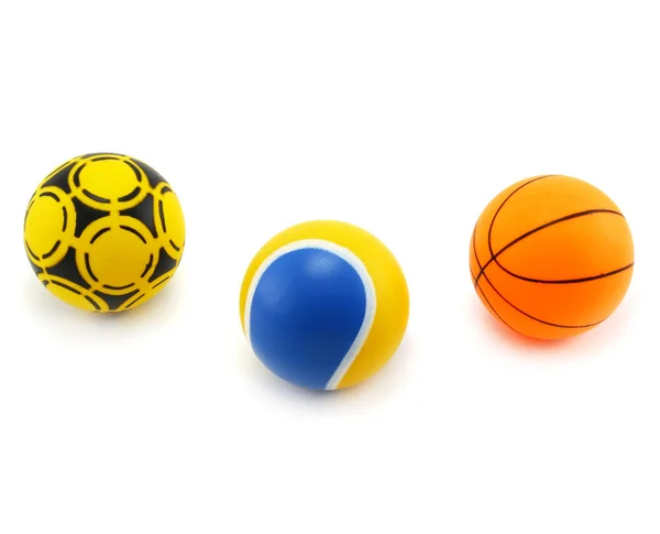 Tres bolas de colores aislados en un blanco —  Fotos de Stock