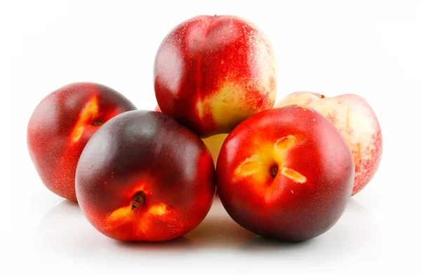 Group of Ripe Peach (Nectarine) Isolated — Stock Photo, Image
