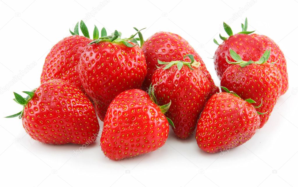 Ripe Strawberries in Basket Isolated on