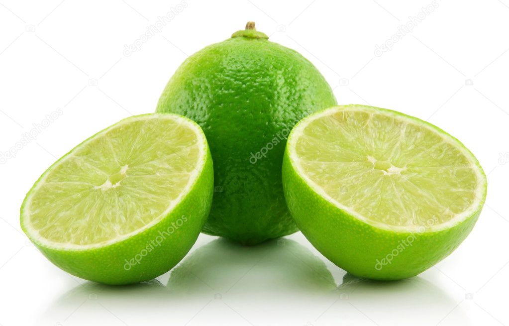 Ripe Sliced Lime Isolated on White