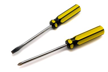 Two screwdrivers on a white background clipart