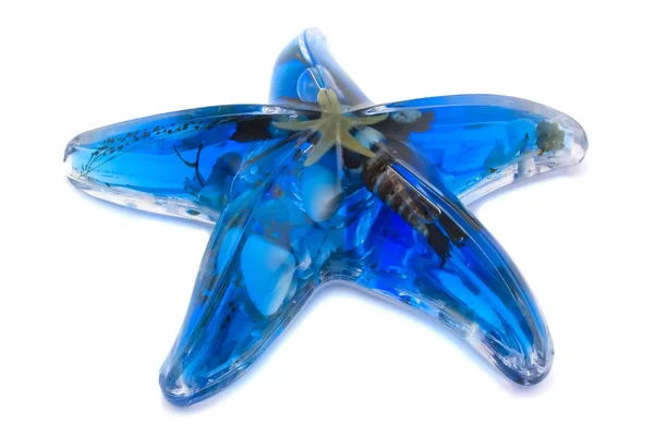 Blue starfish on a white background — Stock Photo, Image