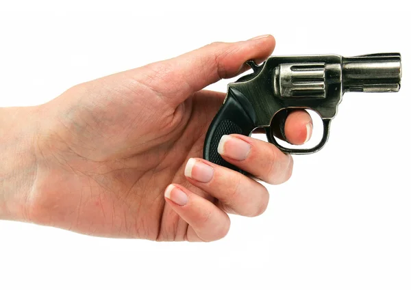Small revolver gun in female hand — Stock Photo, Image