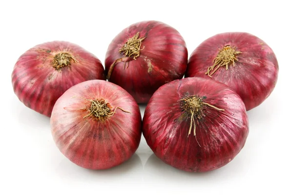 Bunch of Ripe Red Onion Isolated on Whit — Stock Photo, Image