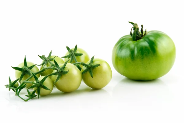 Banda zralých žlutých a zelených rajčat — Stock fotografie