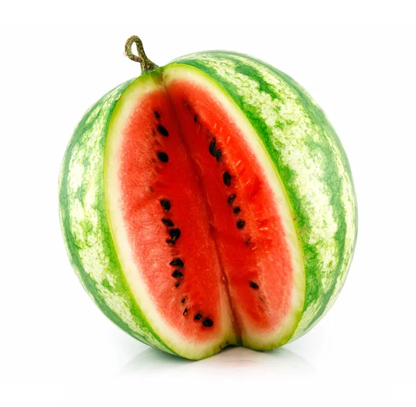 Ripe Sliced Green Watermelon Isolated on — Stock Photo, Image