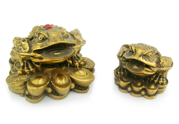 两只青蛙与中国佬伊索拉的小雕像 — 图库照片