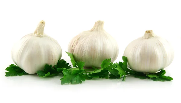 Garlic Vegetable with Green Parsley Leav — Stock Photo, Image