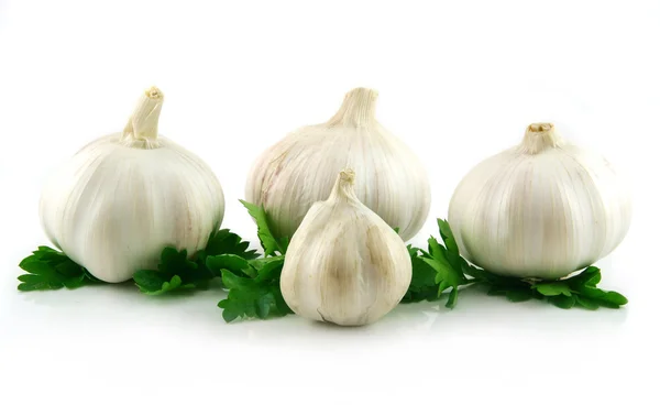 Garlic Vegetable with Green Parsley Leav — Stock Photo, Image