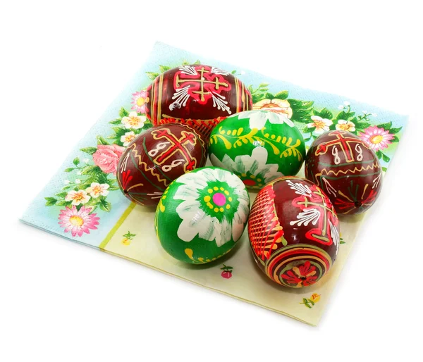 Grup üzerinde renkli boyalı Paskalya yumurtaları — Stok fotoğraf