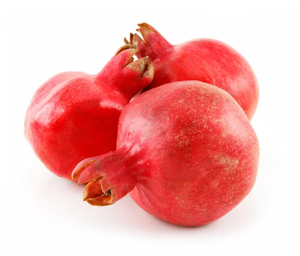 Three Ripe Pomegranates Fruits Isolated — Stock Photo, Image