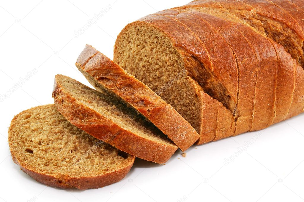 Closeup of whole wheat bread isolated