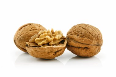 Close-up of a Walnut Fruits Isolated on White clipart