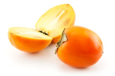 Ripe Persimmon Fruit Isolated on White clipart