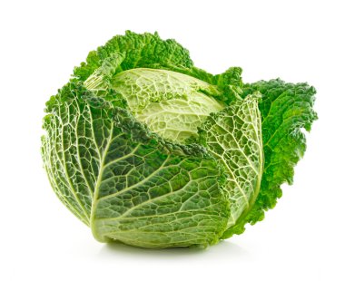 Ripe Savoy Cabbage Isolated on White clipart