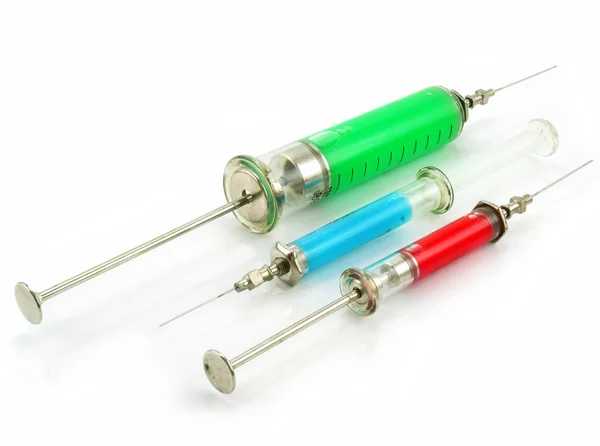 Três seringas com substância tóxica — Fotografia de Stock