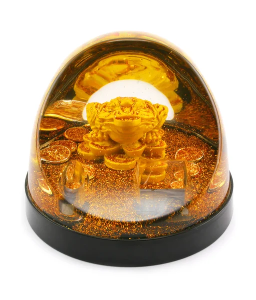 Золота жаба і монети — стокове фото