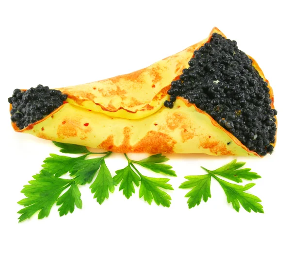 Panqueca recheada de caviar com verduras — Fotografia de Stock