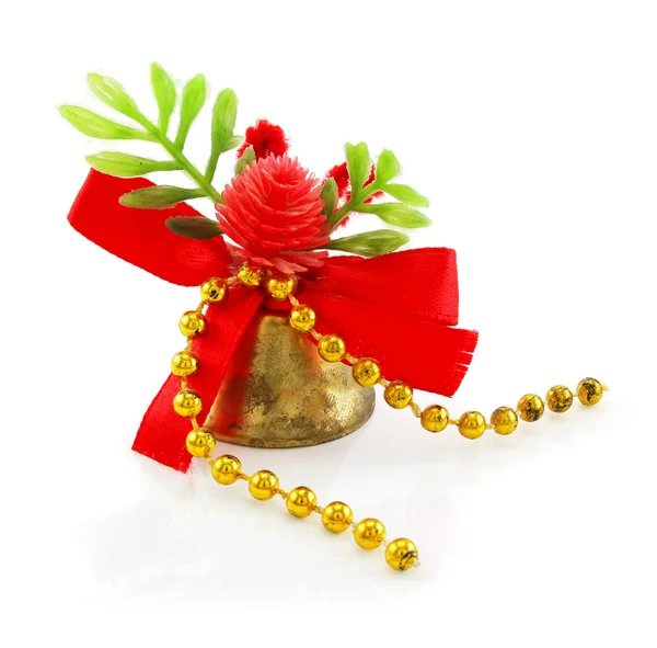 Campanello di Natale a mano con fiocco rosso — Foto Stock