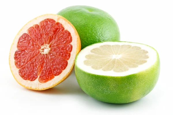 Ripe Sliced Grapefruit Isolated on White — Stock Photo, Image