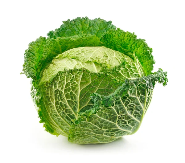Ripe Savoy Cabbage Isolated on White — Stock Photo, Image