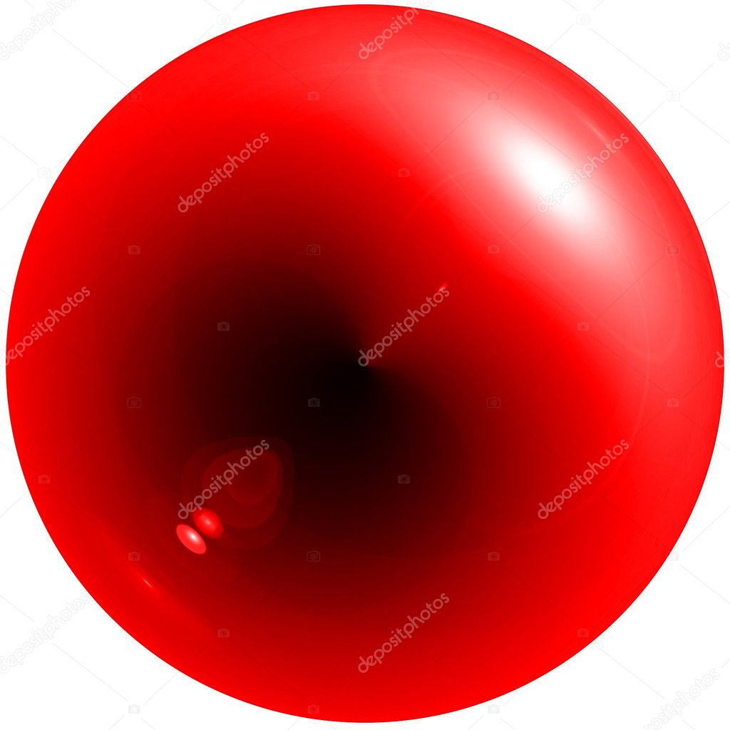 Abstract red sphere with shadow and glar