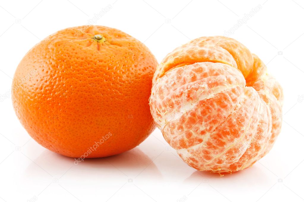 Ripe Sliced Tangerine Fruit Isolated