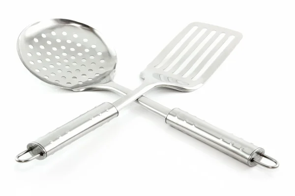Kitchen Utensils (Colander and Spatula) Isolated — Stock Photo, Image