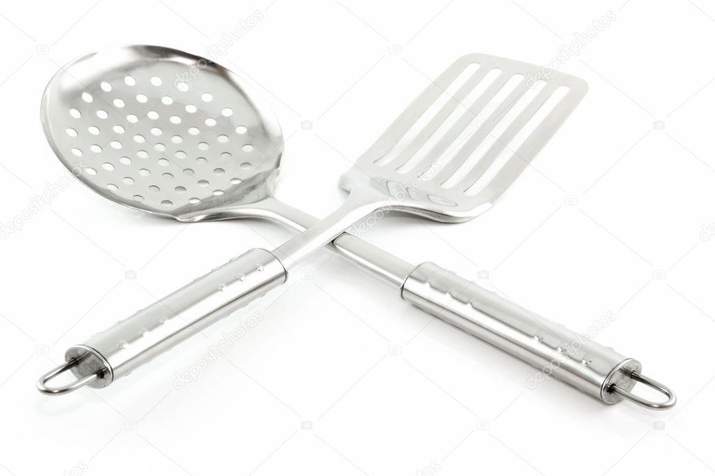 Kitchen Utensils (Colander and Spatula) Isolated