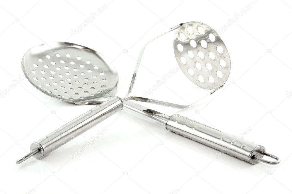 Kitchen Utensils (Colander and Sifter) Isolated