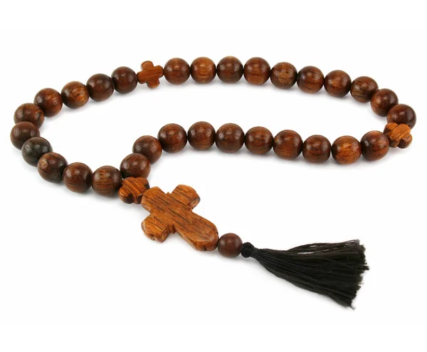 Wood rosary isolated — Stock Photo, Image