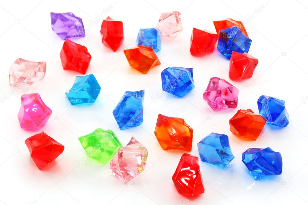 Colored assorted gemstones isolated