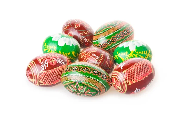 Heap de ovos de Páscoa pintados coloridos isolados — Fotografia de Stock