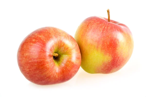 Dwie dojrzałe jabłka czerwony na białym tle — Zdjęcie stockowe