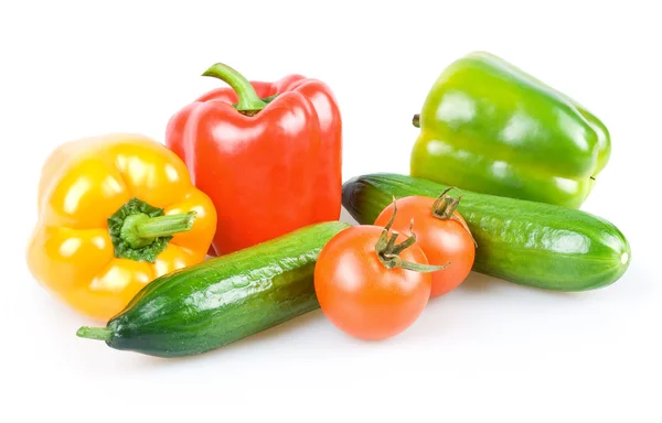 Fresh Ripe Vegetables Isolated on White — Stock Photo, Image