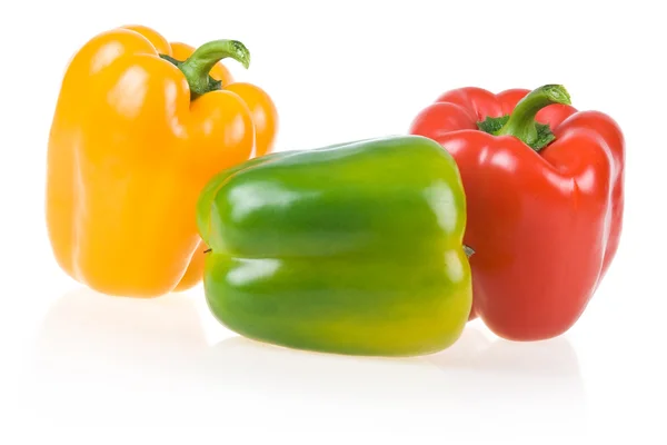 Ripe Yellow, Green and Red Paprika Isolated — Stock Photo, Image