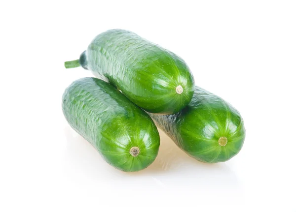 Three Ripe Green Cucumbers Isolated — Stock Photo, Image