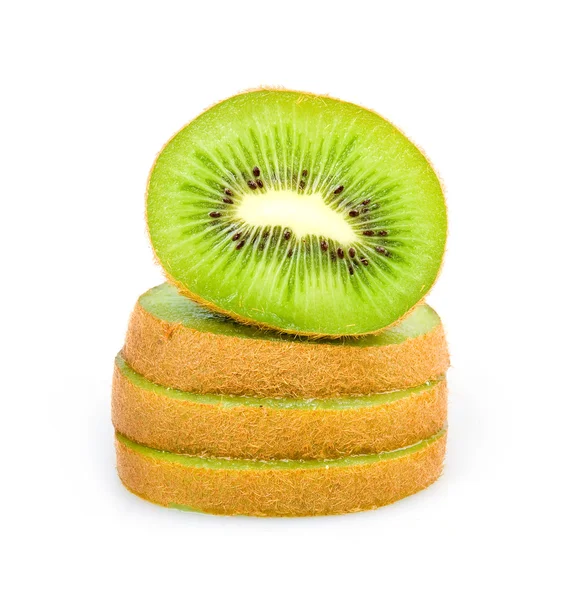 Aislado de fruta kiwi cortada en rodajas maduras —  Fotos de Stock
