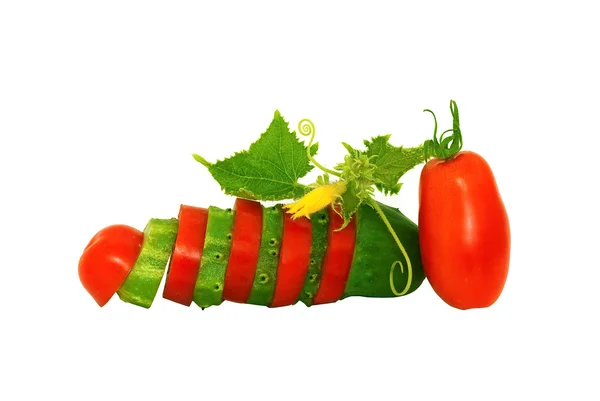 Cortar tomate y pepino — Foto de Stock
