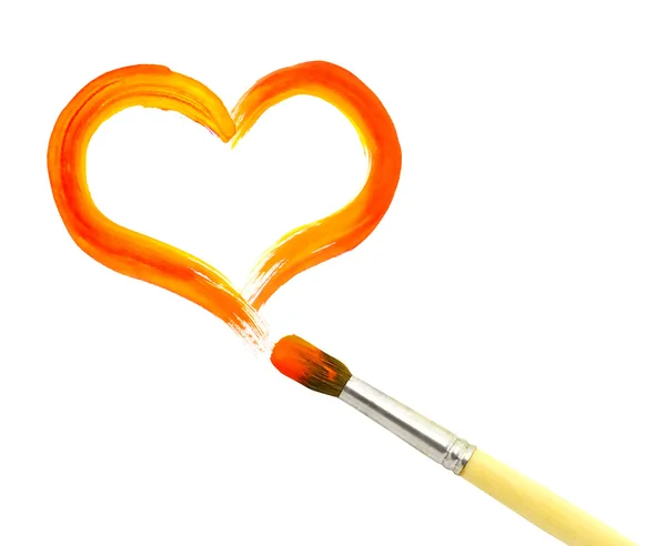Heart and paintbrush — Stock Photo, Image