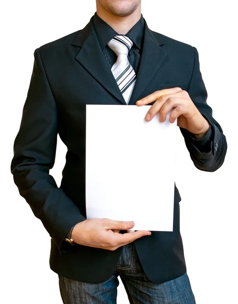 Businessman holding the paper — Stock Photo, Image