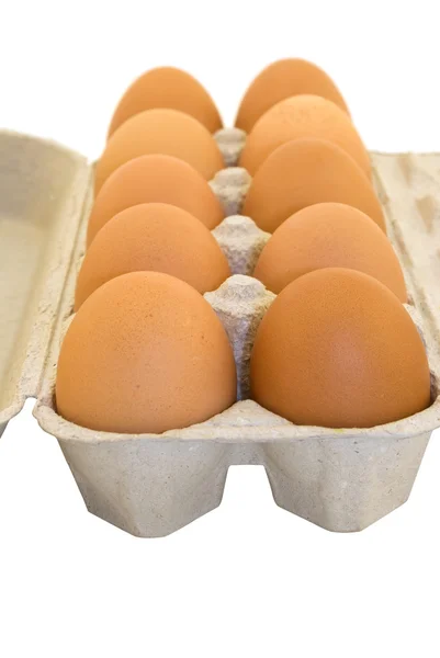 Яйца в картонке — стоковое фото
