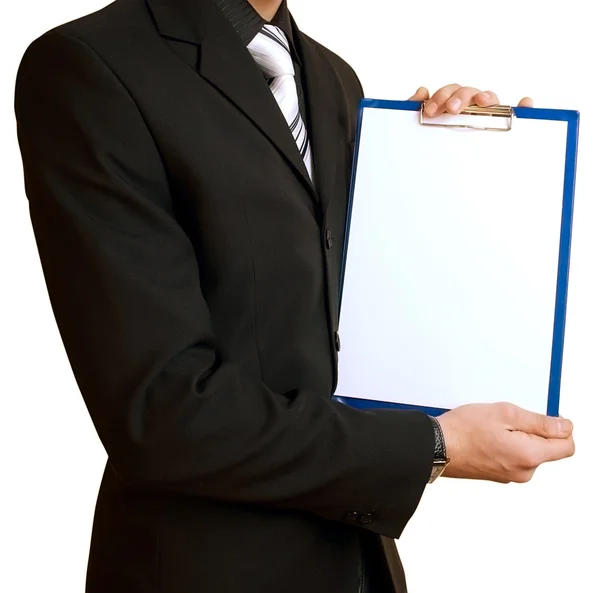 Businessman with sheet of paper — Stock Photo, Image