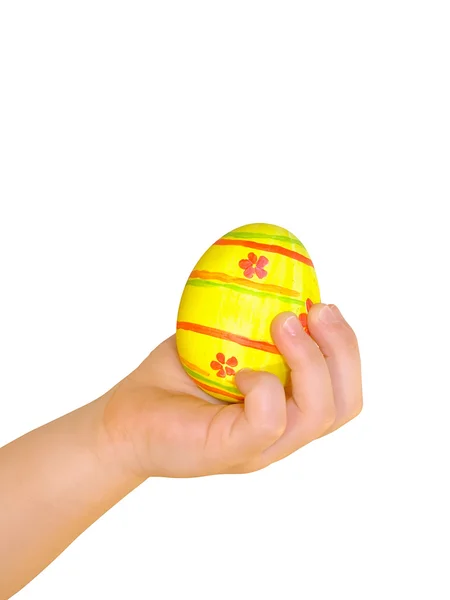 Mão de criança e ovo — Fotografia de Stock